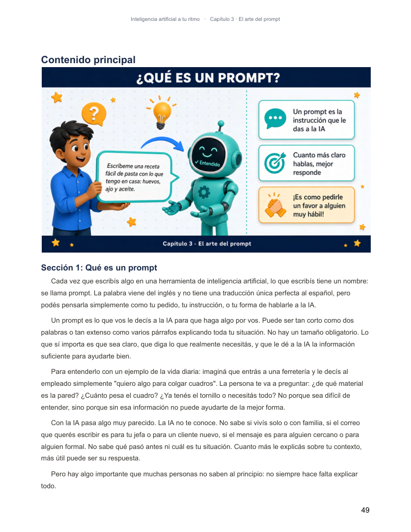 Página interior del Capítulo 3: ¿Qué es un prompt?